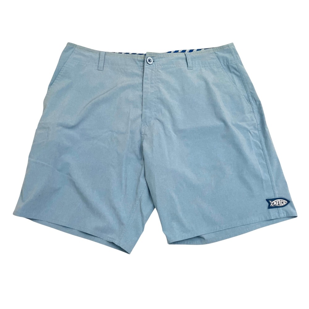 AFTCO AFTECH Fishing Shorts Mens 36 Blue Performance Technical Cargo Boardshorts